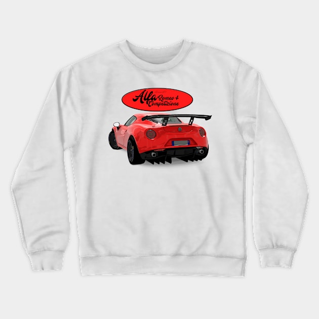 Alfa Romeo 4C Rosso Back Crewneck Sweatshirt by PjesusArt